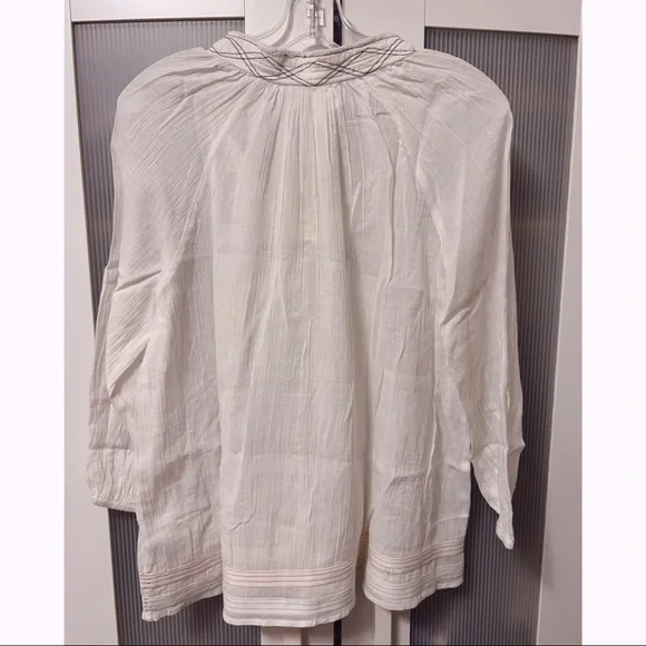 NWT Anthropologie Velvet by Graham & Spencer White Lena Peasant Blouse Tunic - Picture 12 of 16